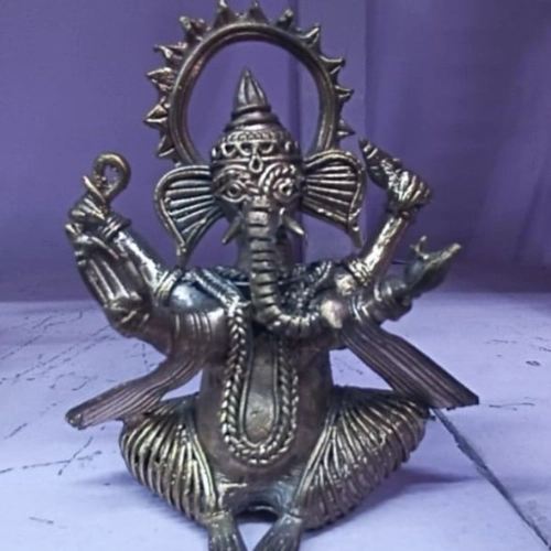 Dhokra Art Brass Ganesha Idol - Image 2