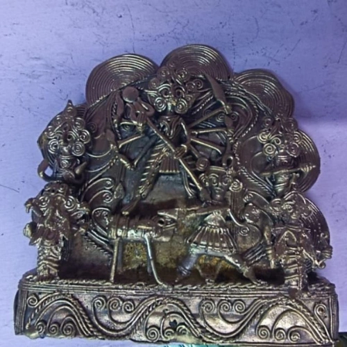 Dhokra Art Maa Durga Brass Idol - Image 3