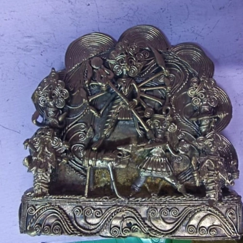 Dhokra Art Maa Durga Brass Idol - Image 2