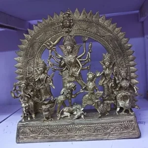 Dhokra Art Maa Durga Brass Idol