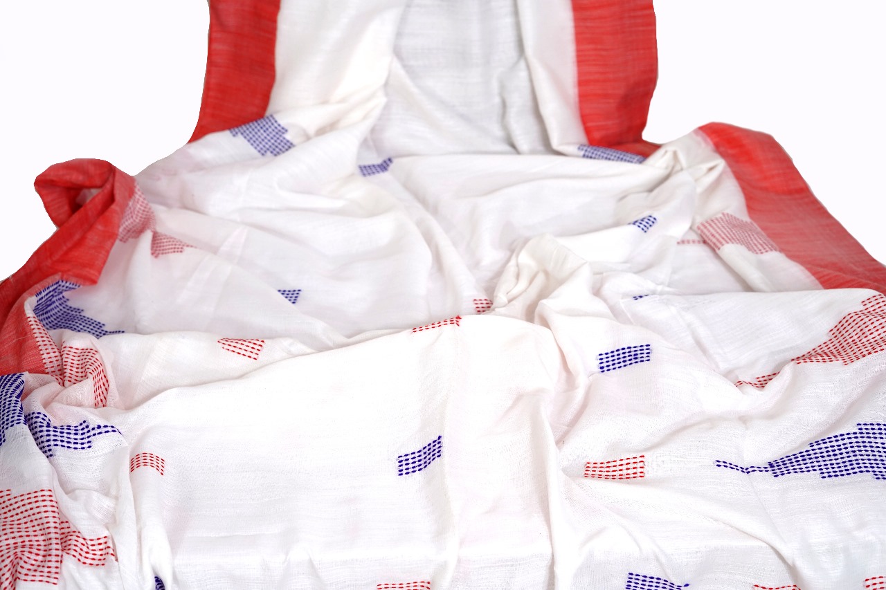 Handloom Kantha Stitch Saree - Image 4